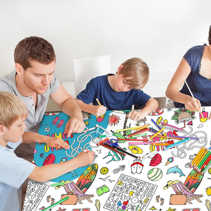 Giant Construction Party Coloring Tablecloth for Kids - Huge Construction Theme Table Cover Large Dump Truck Vehicle Painting Poster for Children Birthday Party Supplies 54x108 Inch