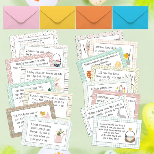 Scavenger Hunt Cards, Bunny Nature Hunt Game Clue Card for Adults Family, Spring Camping Party Games Supplies Activities Indoor - A02