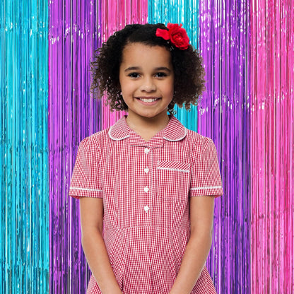 Voircoloria 3 Pack 3.3x8.2 Feet Gold Foil Fringe Backdrop Curtains, Tinsel Streamers, Fringe Backdrop for 2025 New Years Eve, Graduation, Birthday, Baby Shower, Gender Reveal, Disco Party - Colors B