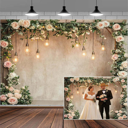 10x8ft Country Wedding Photography Backdrop Rustic Barn Door Photography Backdrop Farmhouse Pink Flower Cabin Wooden Birthday Baby Shower Wedding Bridal Party Banner Photo Booth Props Background
