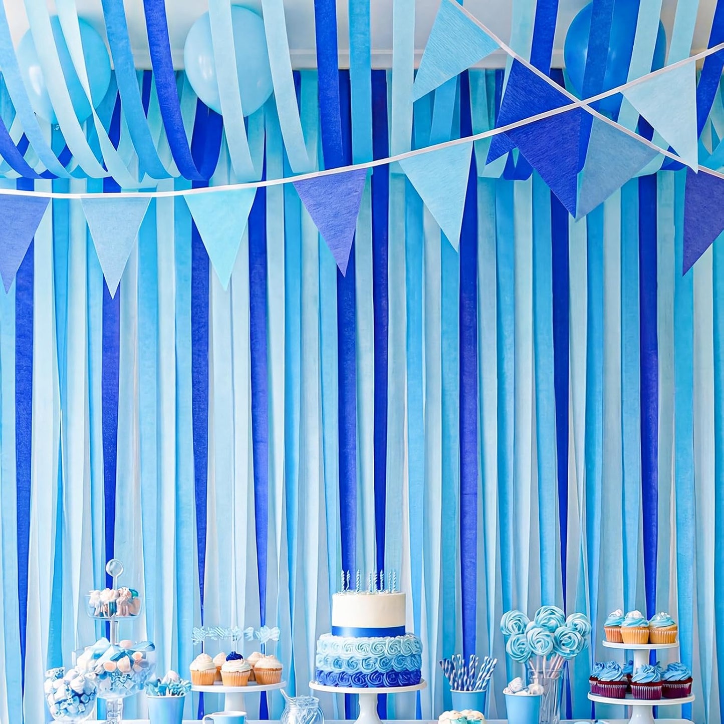 Pastel Crepe Paper Streamers 9 Rolls 738ft,Fancy Streamers Party Decorations for Birthday Mother's Day Wedding Holiday Decorations DIY Gift Wrapping, 1.77 Inch x 82 Ft/Roll