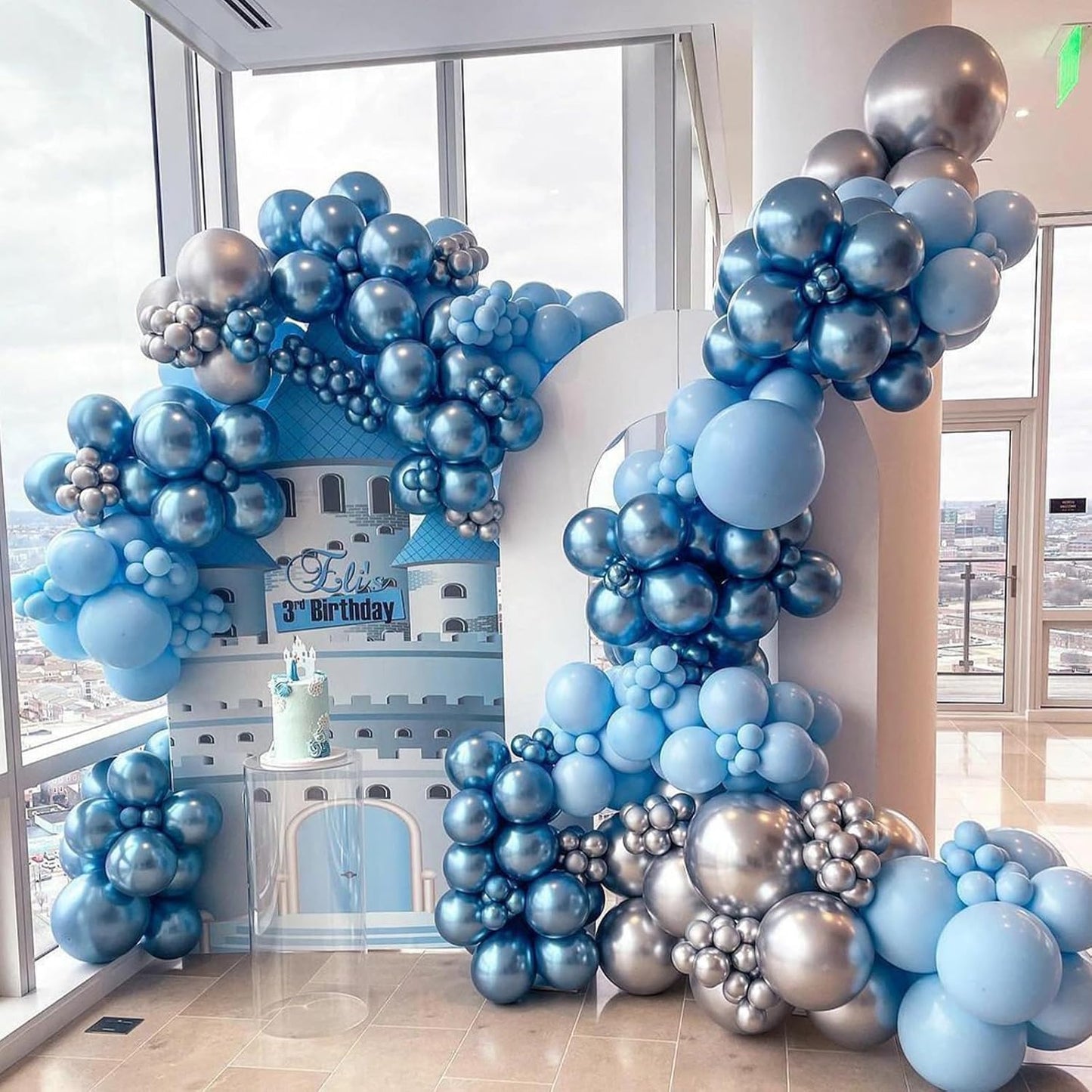 60 Pcs Blue and Silver Balloons, Navy Royal Blue Silver Party Balloons with Metallic Confetti Helium Latex Balloons for Birthday Baby Showers Fathers Day 2025 Graduation Decoration