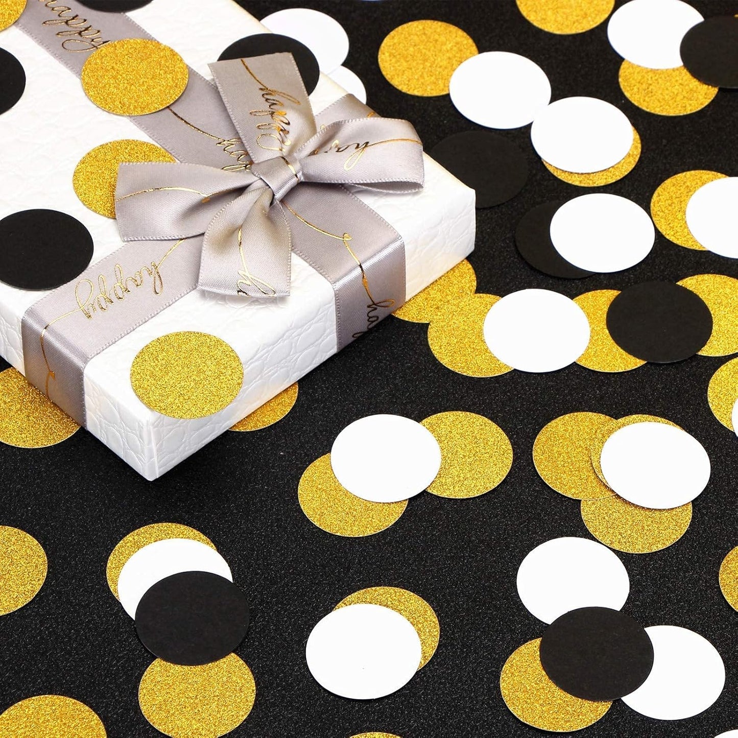 Navy Blue White Gold Confetti Birthday Decorations for Boys Glitter Paper decor Sprinkles Biodegradable Table Confetti Round for Graduation Wedding Baby Shower Party Lasting Surprise 300pcs