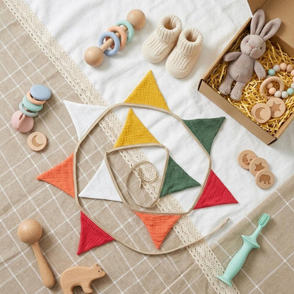 Fabric Bunting Banner, 2 Pack Handmade Neutral String Banner Each 8.5 ft 10 Flags Nursery Wall Hanging Wedding Birthday Home Baby Shower Party Decoration Bunting (Pink Candy)