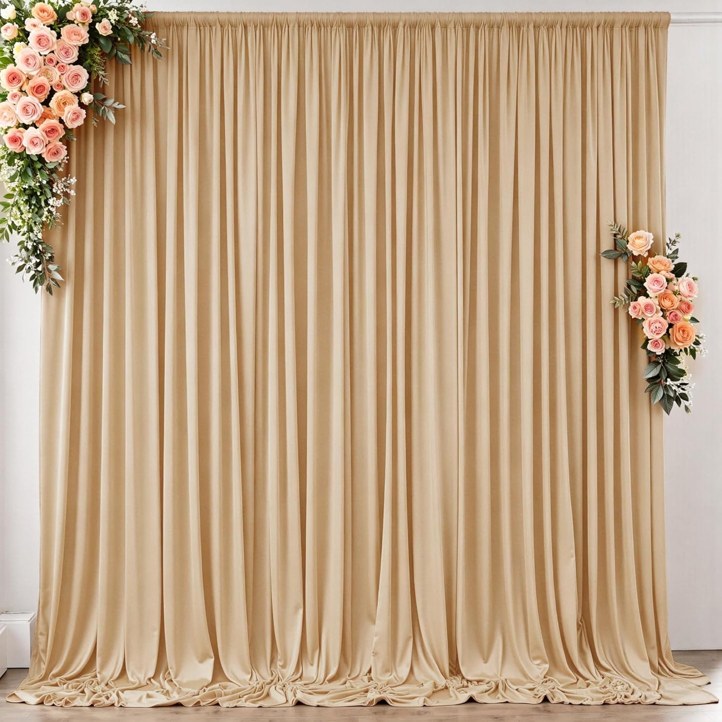 10 ft x 10 ft Wrinkle Free White Backdrop Curtains for Wedding Parties, Polyester Photography Backdrop Drapes for Birthday Parties Stage Backdrop Stand, 2 Panels 5x10FT Background Curtains