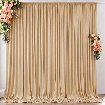 10 ft x 10 ft Wrinkle Free White Backdrop Curtains for Wedding Parties, Polyester Photography Backdrop Drapes for Birthday Parties Stage Backdrop Stand, 2 Panels 5x10FT Background Curtains