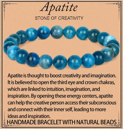 LPBeads Handmade Natural Gemstone Stretch Elastic Bracelet Healing Crystal Round Stone Beads Jewelry Gifts for Women Men