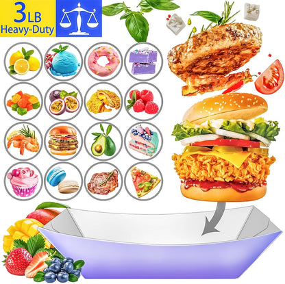 100 Pack 3lb Paper Food Trays,Disposable Greaseproof Kraft Checkered Carnival Food Serving Take Out Basket Tray Boat for Snacks Fries Nachos Popcorn Hot Dogs Carnival Wedding Party Picnic