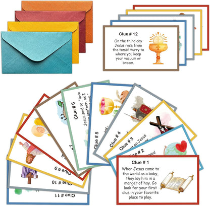 Easter Scavenger Hunt for Adults, Easter Egg Party Games, Bunny Treasure Hunt Clues Game Cards, Spring Holiday Activities for Large Groups, Family Party Decorations Supplies Favors -02