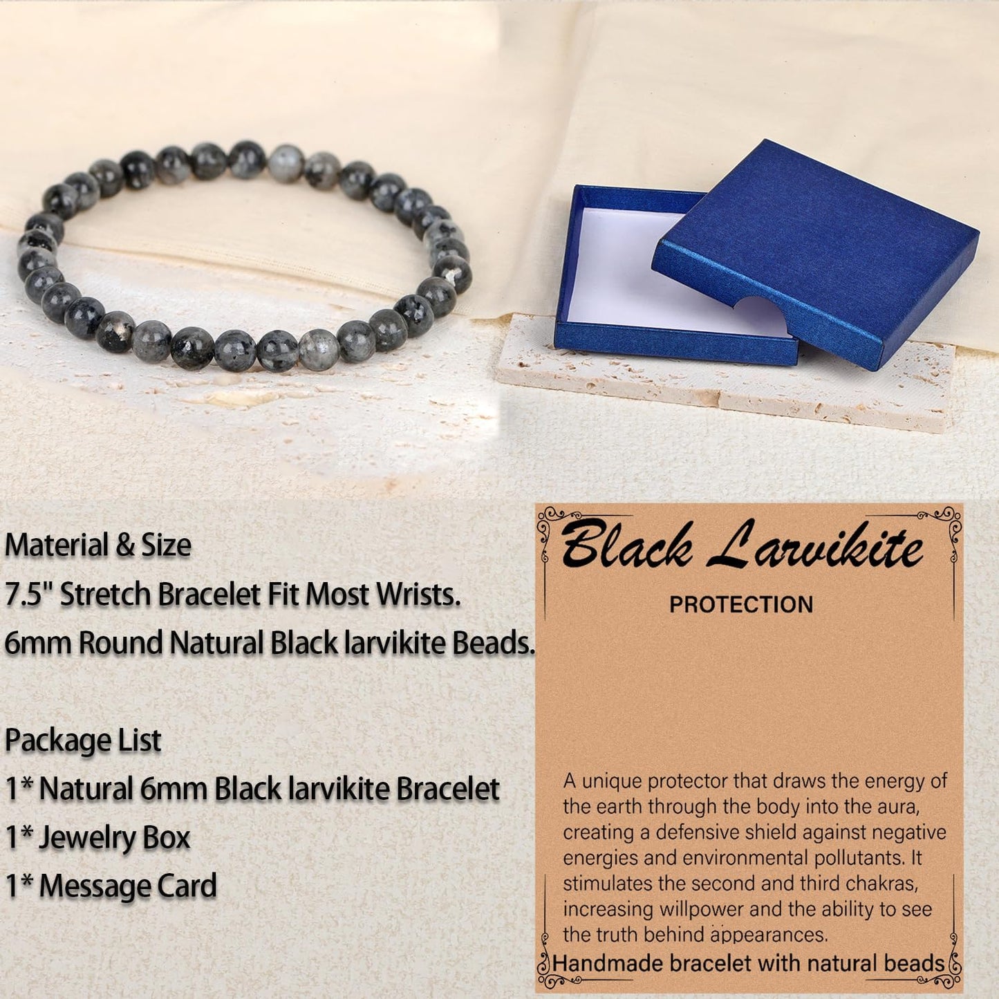 LPBeads Handmade Natural Gemstone Stretch Elastic Bracelet Healing Crystal Round Stone Beads Jewelry Gifts for Women Men