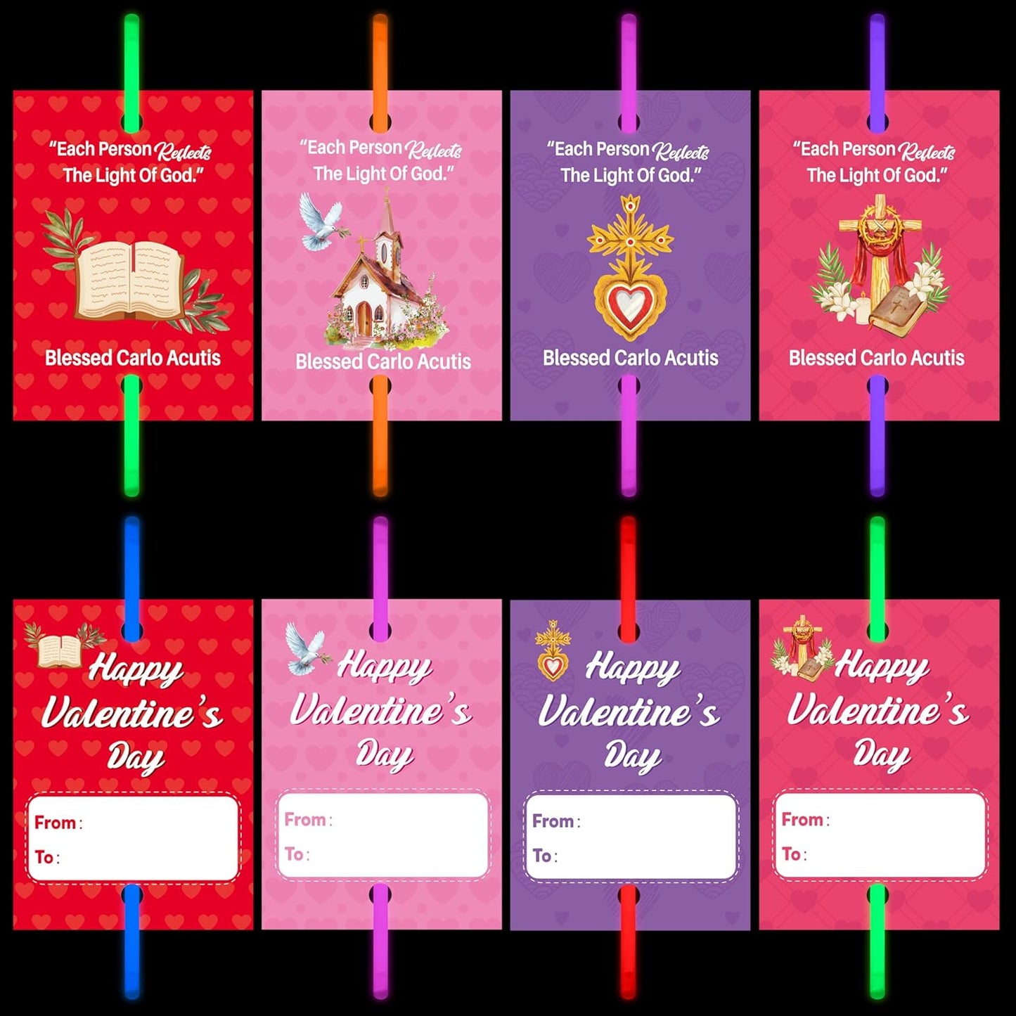 Haooryx Religious Glow Stick Bracelets Bulk - 36 Pack Lamp Bible Verse Glow Stick Bracelet with Gift Card Light up Toy for Kids VBS Sunday School Prizes Church Event Student Reward Birthday Party Gift