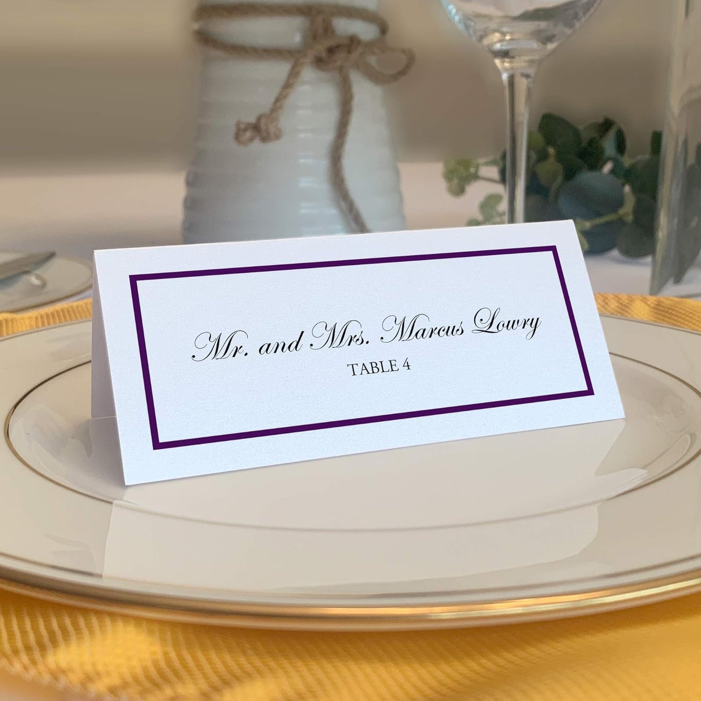 Single Line Border Printable Place Cards, Gold (Choose Color), Set of 60 (10 Sheets), Laser & Inkjet Printers - Wedding, Party, Dinner, and Special Events - Made in the USA