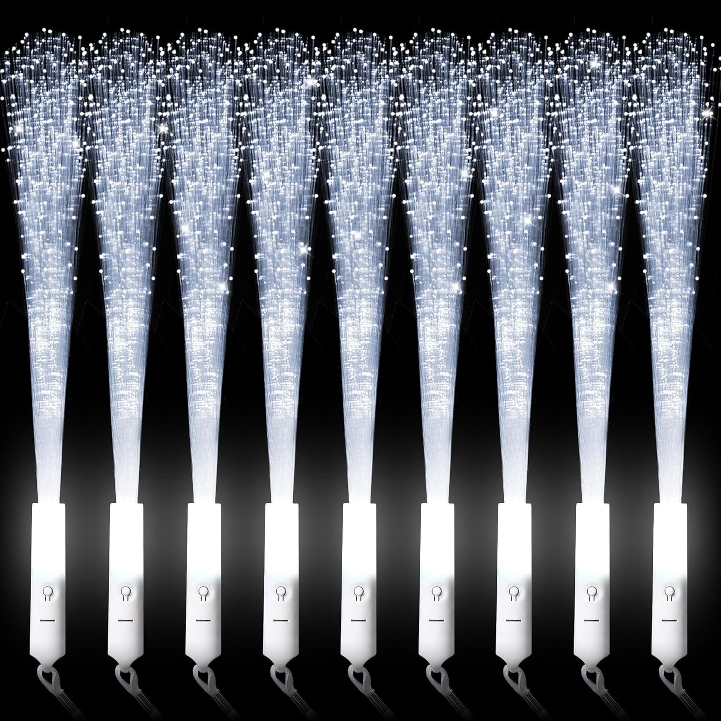 miikoul 16 Pcs Fiber Optic Wands White Glow Sticks LED Wedding Wand Light up Party Favor Sticks Flashing Wands with 3 Light Modes for neon Party Wedding Baby Shower Birthday Party Supplies