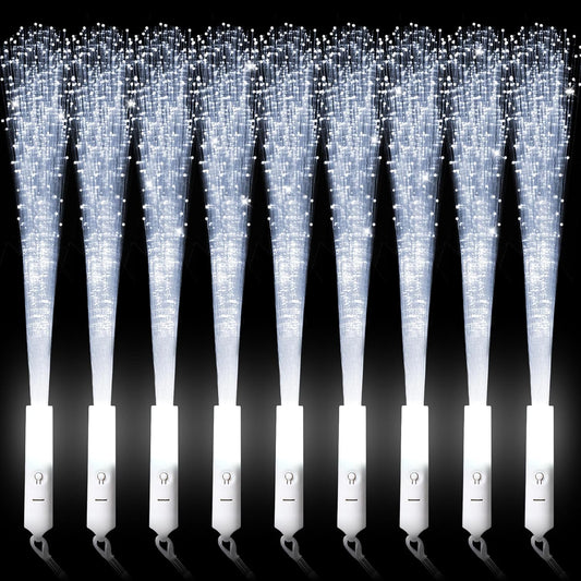 miikoul 16 Pcs Fiber Optic Wands White Glow Sticks LED Wedding Wand Light up Party Favor Sticks Flashing Wands with 3 Light Modes for neon Party Wedding Baby Shower Birthday Party Supplies