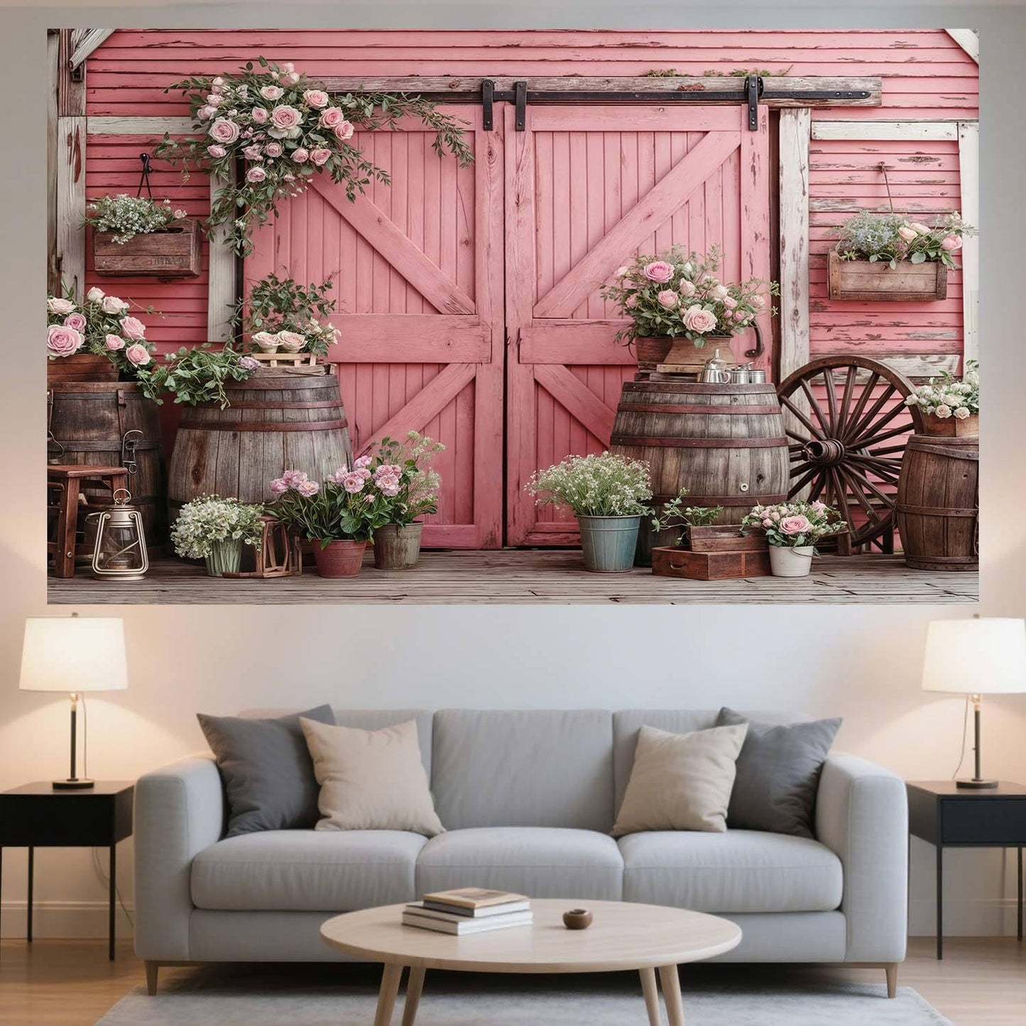 10x8ft Country Wedding Photography Backdrop Rustic Barn Door Photography Backdrop Farmhouse Pink Flower Cabin Wooden Birthday Baby Shower Wedding Bridal Party Banner Photo Booth Props Background