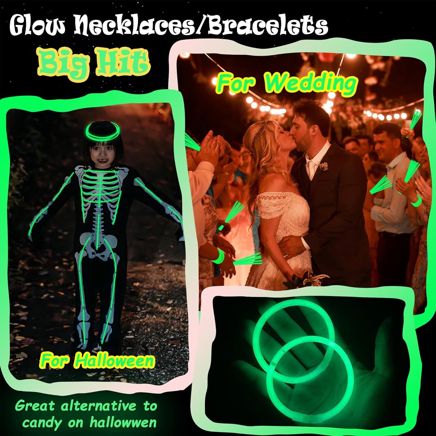 100 pk 8" Glow Sticks Bulk Party Favors, Light up Glow Necklaces & Bracelets in the Dark Party Supplies For Christmas Halloween 4th of July Birthday Neon Party (100 * Blue)