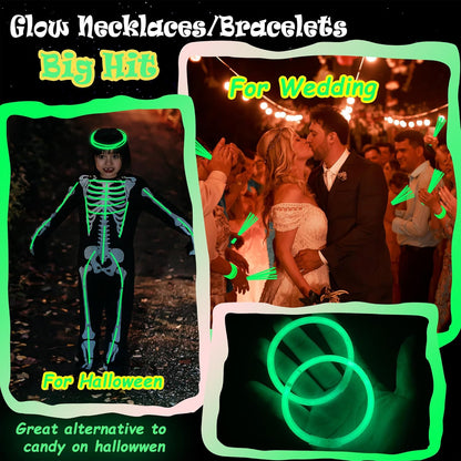 100 pk 8" Glow Sticks Bulk Party Favors, Light up Glow Necklaces & Bracelets in the Dark Party Supplies For Christmas Halloween 4th of July Birthday Neon Party (100 * Blue)