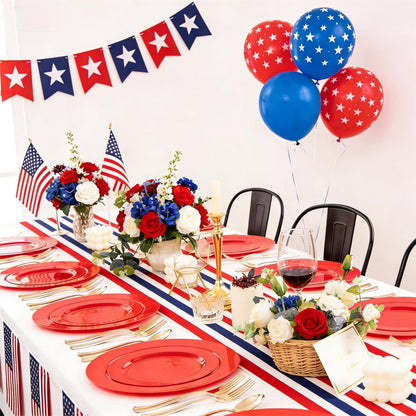 FLOWERCAT 60PCS White Plastic Plates - Heavy Duty White Disposable Plates for Mother's Day/Birthday Party/Wedding -serve for 30 guests Include 30PCS 10.25" & 30PCS 7.5" Plates for Party