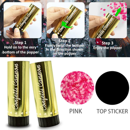 Confetti Poppers Cannons for Wedding Birthday Graduation Baby Shower Anniversary Christmas New Year's Kids Fun Party Supplies Decorations and Favors (Gold)