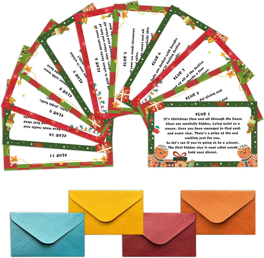 Christmas Scavenger Hunt Games, Xmas Treasure Hunt Clues Cards, Winter Party Games for Family Friend Groups, Holiday Party Decorations Supplies Favors, 08