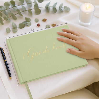 &And Per Se White Wedding Guest Book with Photo Spots – Elegant Hardcover Sign-in Book for Weddings, Baby Showers & Special Events – Blank & Lined Memory Keepsake Album