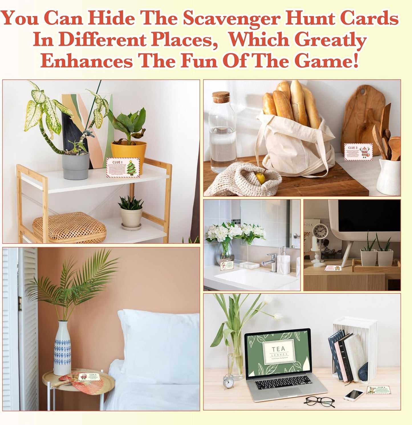 Christmas Scavenger Hunt Clue Cards, Xmax Scavenger Hunt Games for Adults, Winter Holiday Birthday Party Supplies Activities Outdoor Indoor(13 Clues Cards with Envelopes), 03