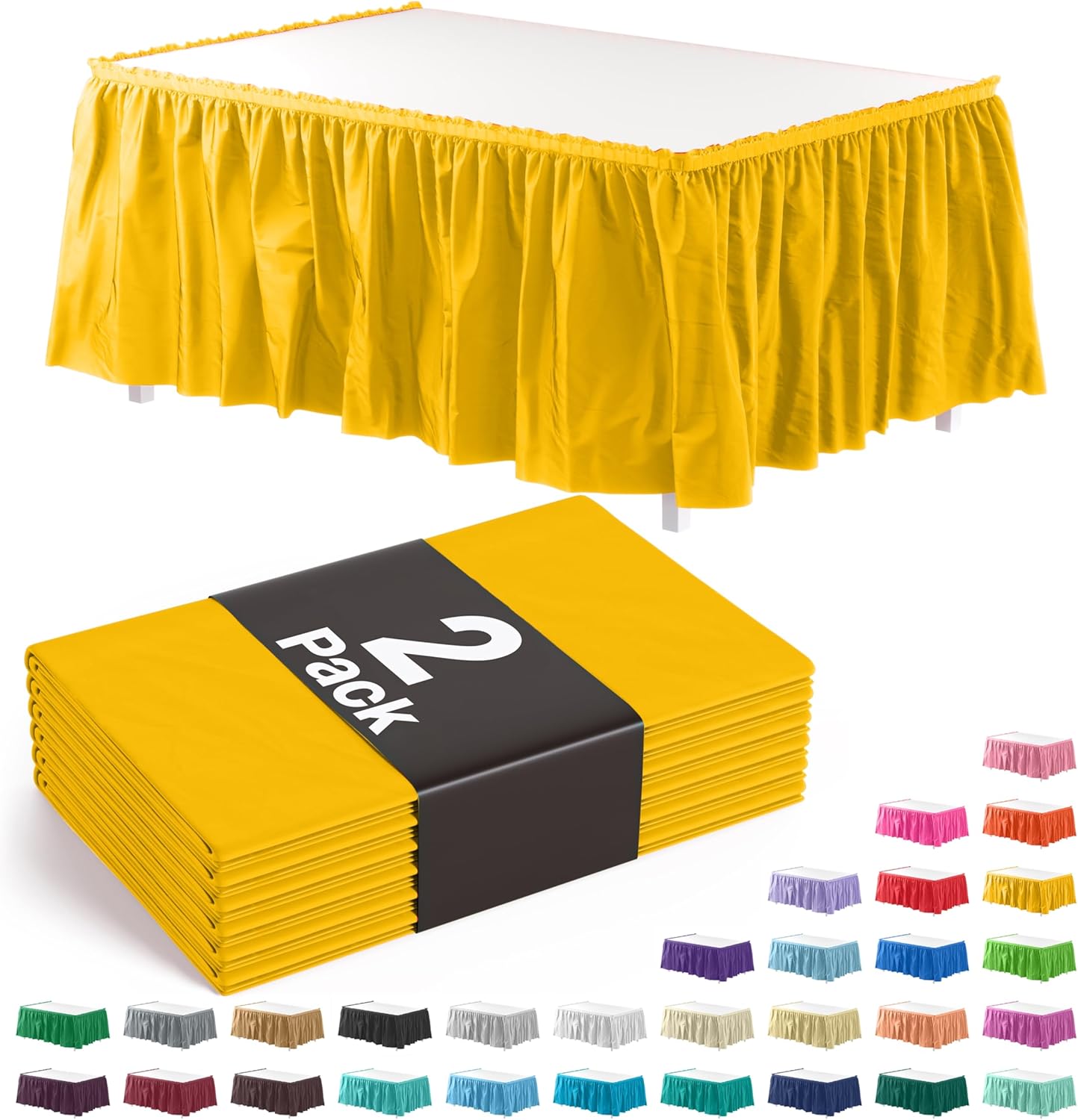 Exquisite Ruffle Table Skirt Pink 6 Pack 14 Ft Long Table Skirts for Rectangle Tables 6ft Plus or Round Tables Skirts with Adhesive Strip for Gender Reveal Decor & Happy Birthday Parties