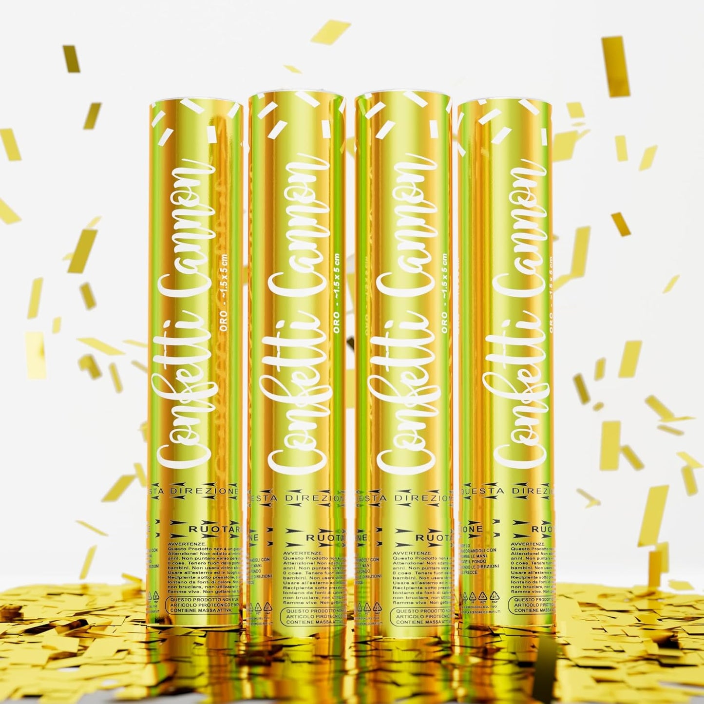 4 Pack Gold Confetti Cannon Poppers, Confetti Shooter, Party Popper for Celebration, Birthday, Graduation, New Year's Eve Party （Gold）