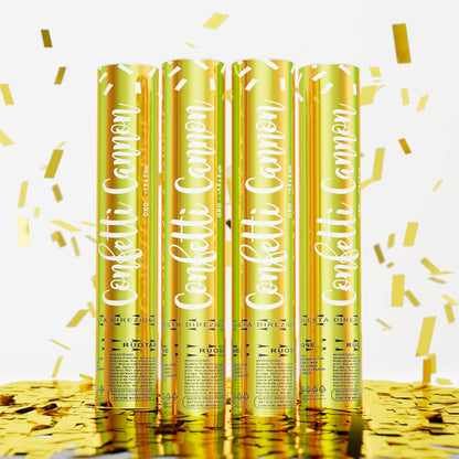 4 Pack Gold Confetti Cannon Poppers, Confetti Shooter, Party Popper for Celebration, Birthday, Graduation, New Year's Eve Party （Gold）