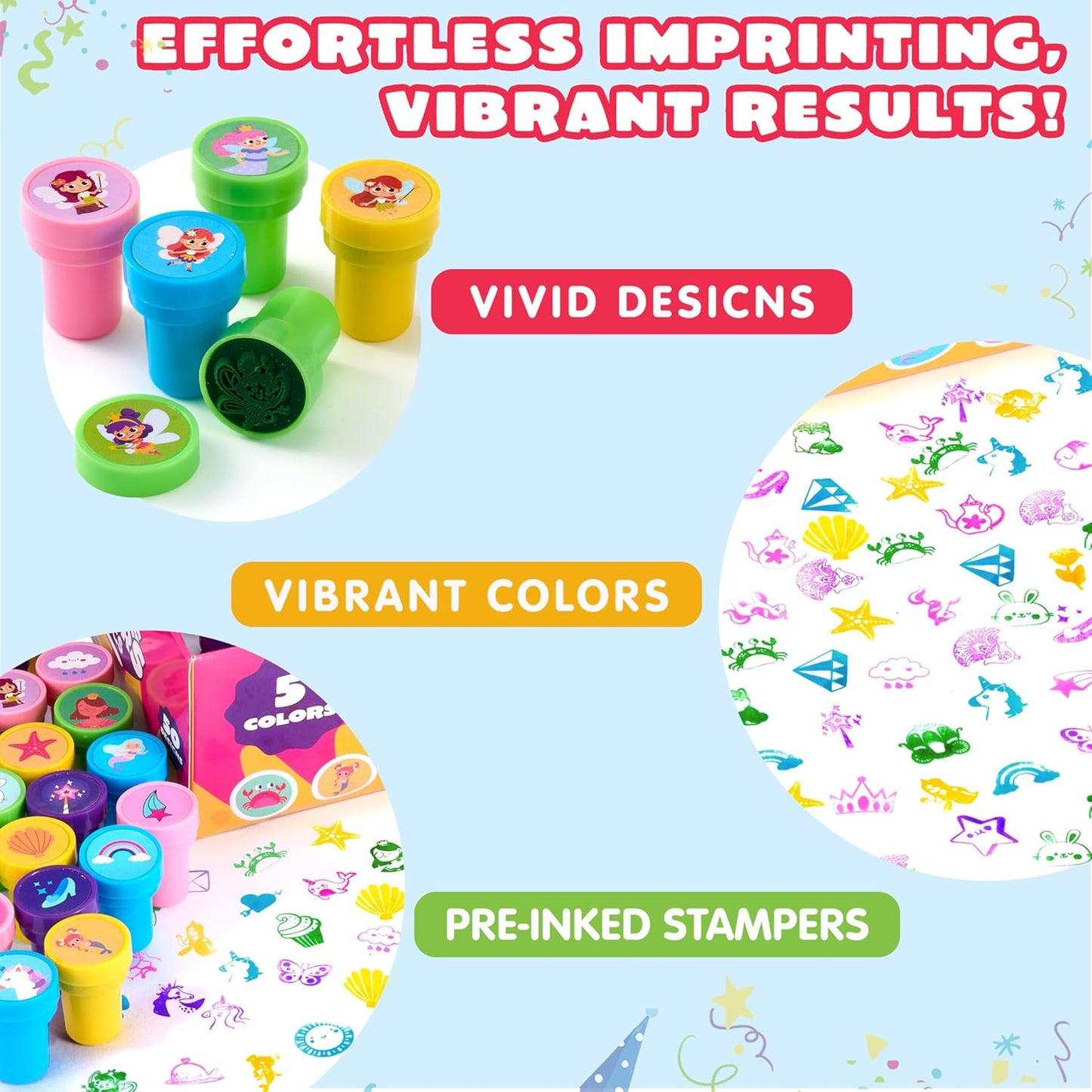 JOYIN 100 Pcs Assorted Stamps for Kids Self-Ink Stamps (50 Different Designs, Dinosaur, Zoo Safari Stampers) for Party Favor, Carnival Prizes, School Classroom Gift Stuffers, Treasure Box Toys