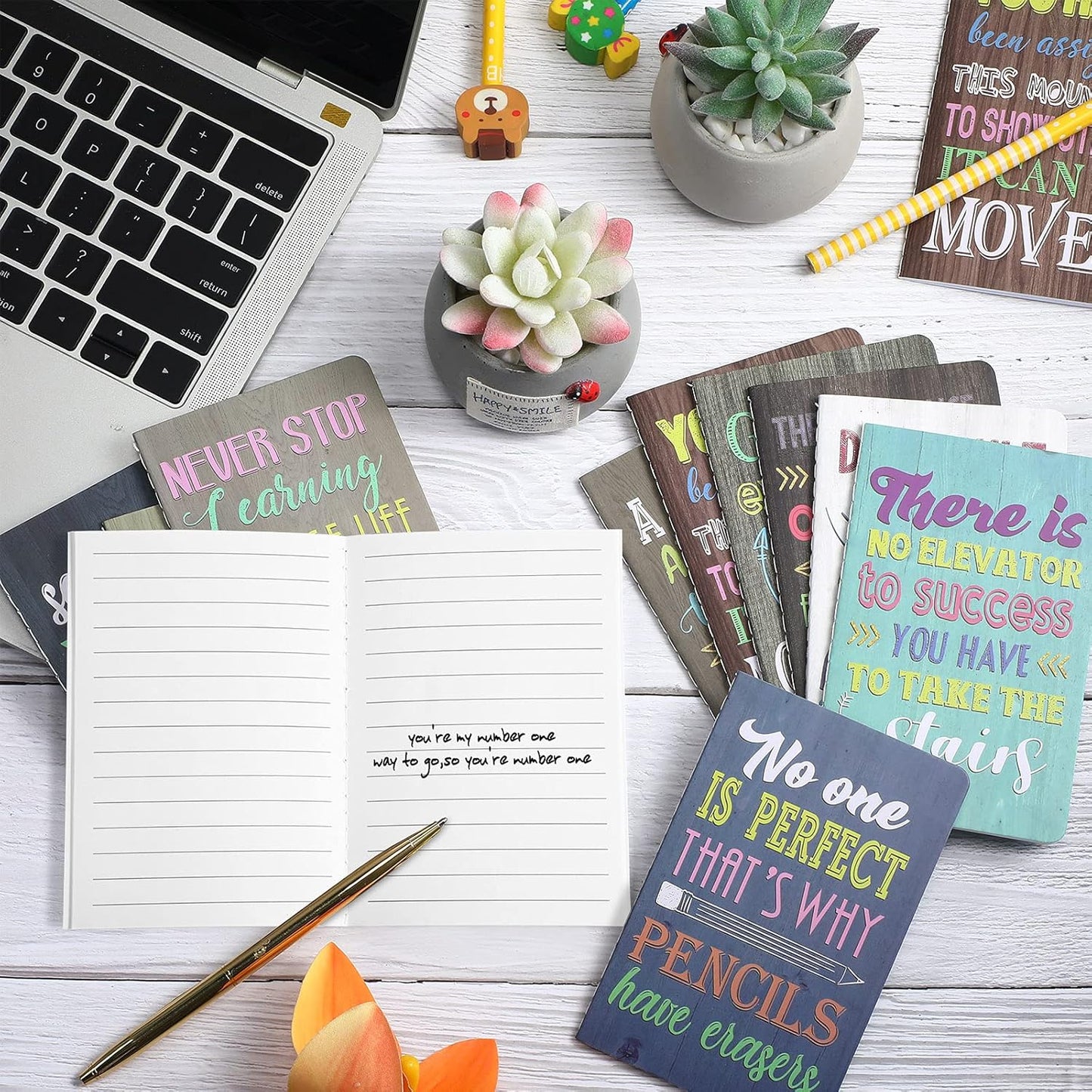 Outus 24 Pieces Mini Inspirational Notepads Motivational Small Pocket Journal Notebook Inspiring Note Pads Gift for School Office Travel Coworkers Supplies, 12 Styles (Simple Style)