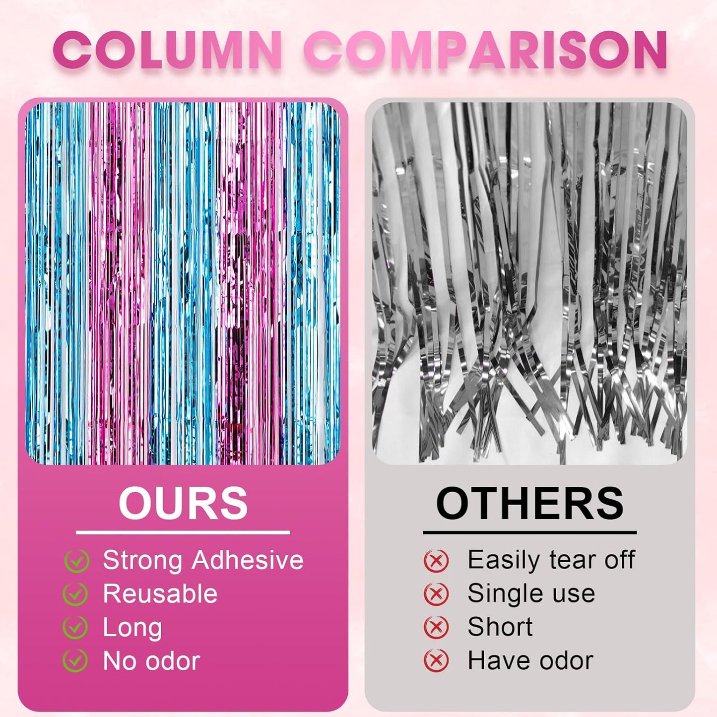 Voircoloria 3 Pack 3.3x8.2 Feet Gold Foil Fringe Backdrop Curtains, Tinsel Streamers, Fringe Backdrop for 2025 New Years Eve, Graduation, Birthday, Baby Shower, Gender Reveal, Disco Party - Colors B