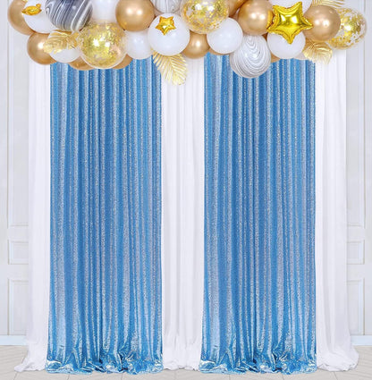 Poise3EHome Black Sequin Backdrop Curtains, 2 Panels 2FTx8FT Glitter Photo Booth Backdrop for Halloween Birthday Bachelorette Wednesday Twilight Party Decorations
