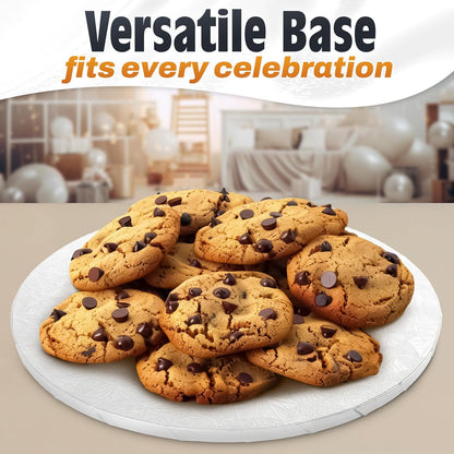 12 Inch Cake Drum, Black Cake Board for Picture-Ready Celebration Cakes, 1/2 Inch Thick Round Cardboard Base with Grease & Moisture Resistant Surface and Decorative Pattern for Parties and Weddings