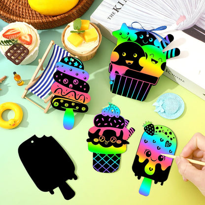 JULMELON 36 PCS Ocean Crafts, Rainbow Scratch Art Under The Sea Party Favors DIY Magic Color Summer Ocean Animals Scratch Cards for Summer Party Favors School Activities