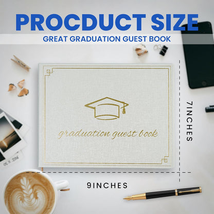 2026 Graduation Guest Book - Elegant 7x9 Inch White, Graduation Memory Book 2026 with Premium 120 Pages, 2026 Graduation Guest Sign in Book for College Graduates (Classic Graduation Gift)