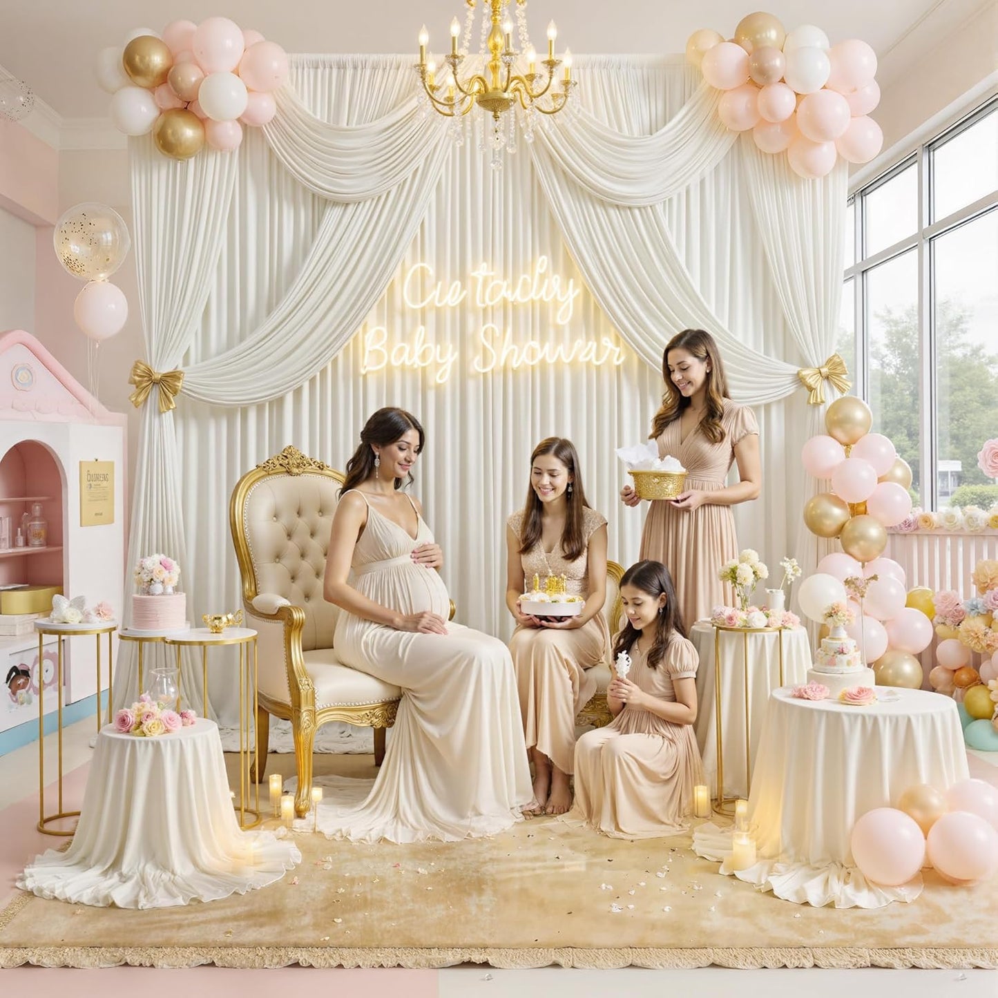 10 ft x 10 ft Wrinkle Free White Backdrop Curtains for Wedding Parties, Polyester Photography Backdrop Drapes for Birthday Parties Stage Backdrop Stand, 2 Panels 5x10FT Background Curtains