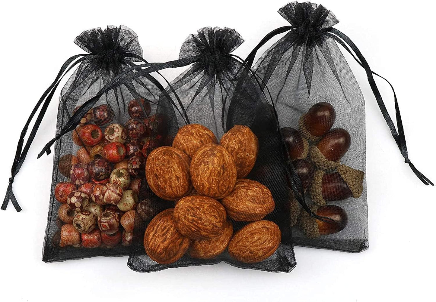 ANZNKU 50 Pack Organza Bags 5 x 7 in White Small Mesh Gift Bags Bulk Drawstring for Wedding Party Favors, Little Goodie Bag for Candy Jewelry Soap Makeup, Treat Sachet Pouch for Mothers Gifts Wrap