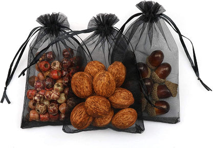 ANZNKU 50 Pack Organza Bags 5 x 7 in White Small Mesh Gift Bags Bulk Drawstring for Wedding Party Favors, Little Goodie Bag for Candy Jewelry Soap Makeup, Treat Sachet Pouch for Mothers Gifts Wrap