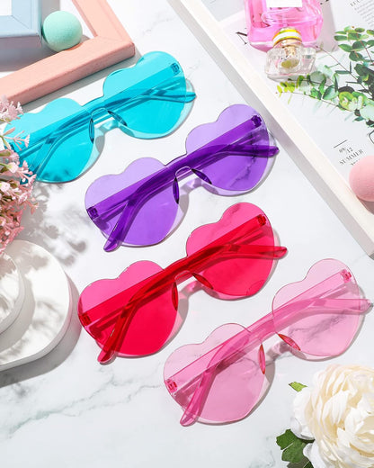 Photect 12 Pair Heart Shaped Sunglasses Neon Color Transparent Heart Glasses for Women Party Favor