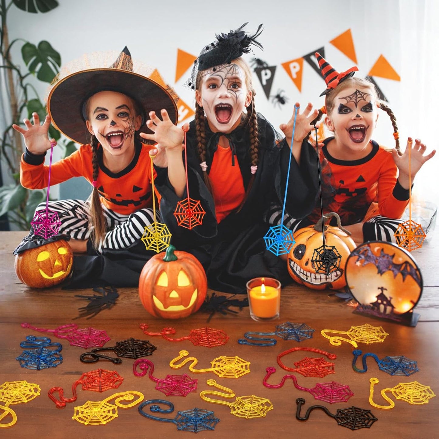 30 Pcs Sticky Spider Web Sticky Hands for Kids Bulk Halloween Party Favors Decorations,Spider Webs for Classroom Prizes,End of The Year Gifts Goodie Bags Stuffers Pinata Stuffers for Boys Girl