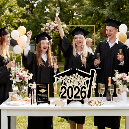 2026 Graduation Guest Book Alternative, Black Happy Graduation Party Decorations, Class of 2026 Congrats Graduates Signature Guestbook Gifts for College High School Students Friends Men Women