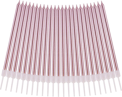 Pink Gold Long Thin Birthday Candles, Cake Candles, Birthday Parties, Wedding Decorations, Party Candles