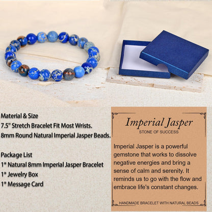 LPBeads Handmade Natural Gemstone Stretch Elastic Bracelet Healing Crystal Round Stone Beads Jewelry Gifts for Women Men