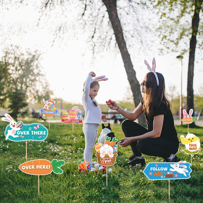 AhfuLife Easter Egg Scavenger Hunt Clue Cards for Family Friends, 27 Cards Set with Clues, Rules, Answers, Winner Cards for Easter Party Activities, Games Indoor, Easter Party Decorations Supplies