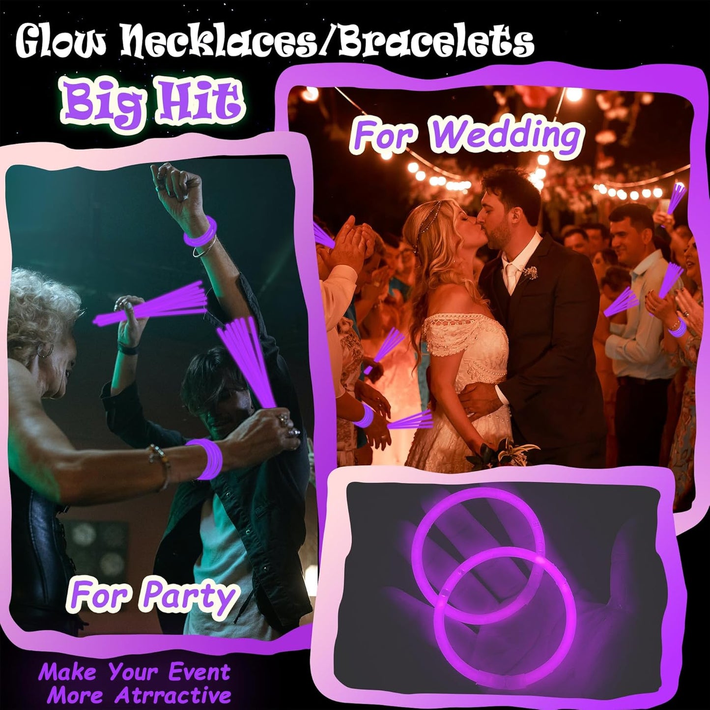 100 pk 8" Glow Sticks Bulk Party Favors, Light up Glow Necklaces & Bracelets in the Dark Party Supplies For Christmas Halloween 4th of July Birthday Neon Party (100 * Blue)