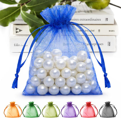 ANZNKU 50PCS White Organza Bags 3x4, Small Gift Bags Bulk for Sachet Jewelry Candy Treat, Mini Mesh Bag Drawstring for Wedding Bridal & Baby Shower, Party Favor Bag for Easter Mothers Day Birthday