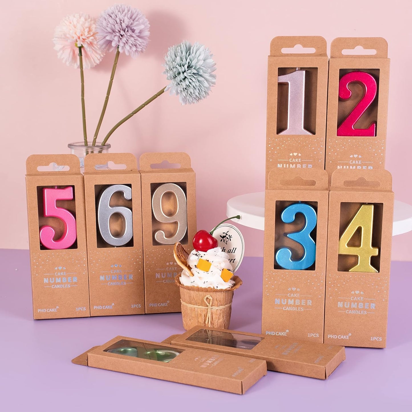 PHD CAKE 2.76 Inch Elegant Gold 1 Number Birthday Candles, Gold Number Candles, Cake Number Candles, Party Celebration