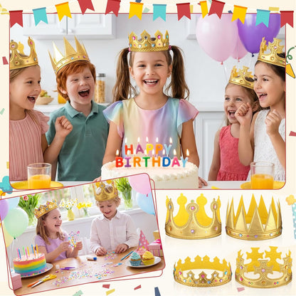 Yaomiao 44 Pcs Birthday Foam Crowns for Kids Princess Tiaras King Hat Bulk Diamond Sticker Kits for Crown Party Supplies
