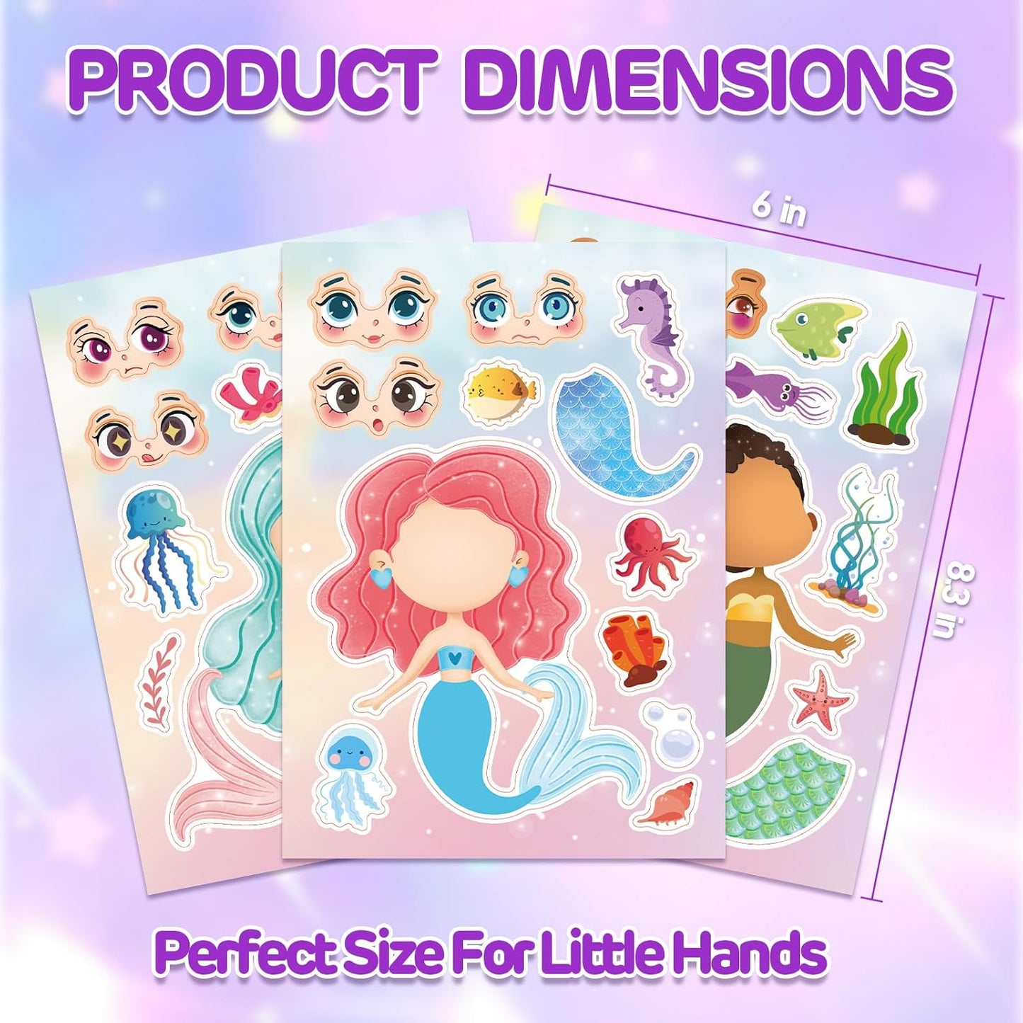 Aowplc 36 Pcs Make-A-Face Sticker Sheets Kids Party Favors Mix and Match Stickers with Dinosaurs, Mermaids, Unicorns, Horses, Farm & Sea Animals for Parties, Birthdays, Classroom Activities & Crafts